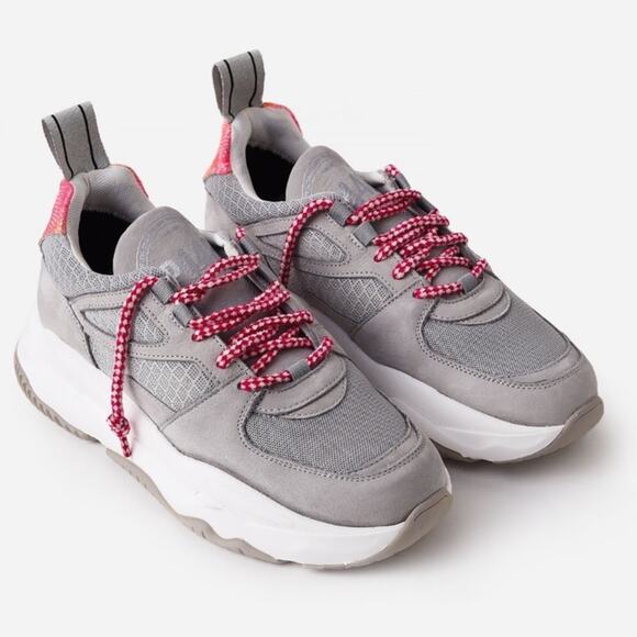 New P448 Luke Platform Sneakers in Shabby Gray Pink Python Embossed Size 41/10.5 - Picture 1 of 15